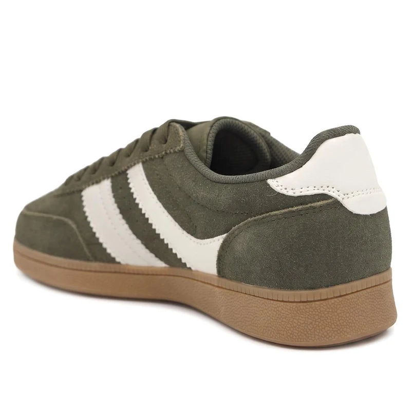 Bellissimo Leather Striped Lace Up Trainers - BELDINGX43005 / 329 348 - Olive