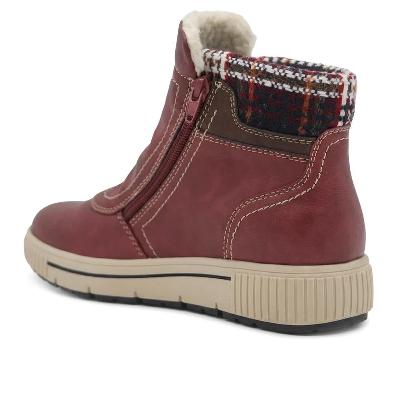Wide Fit Warm Lined Zip Fasten Ankle Boots - WBINS44023 / 329 995 - Burgundy