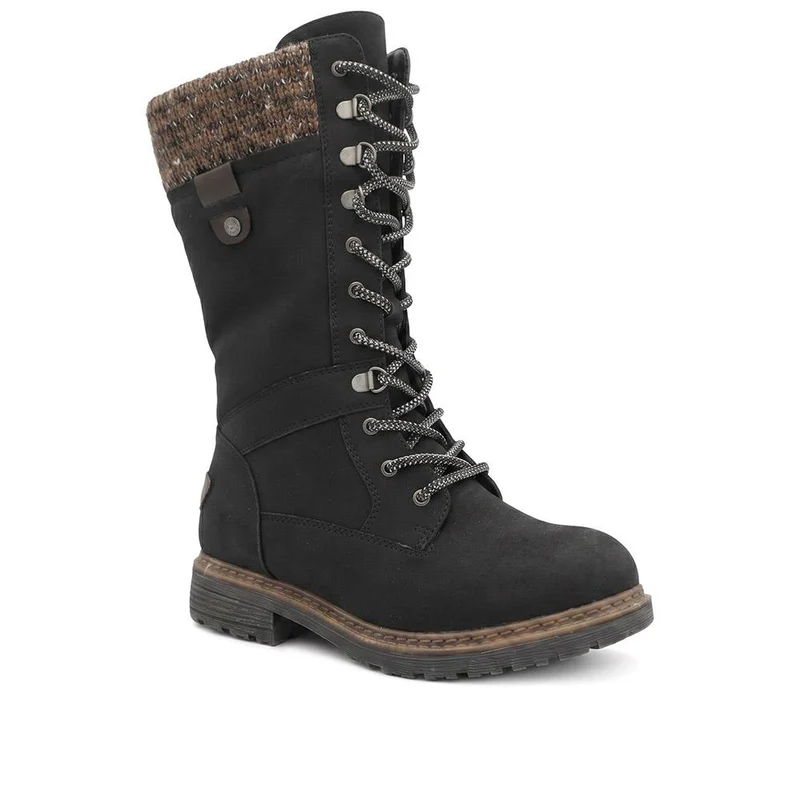 EasyFit Extra Wide Lace Up Knit Cuff Boots - CARISSA / 330 032