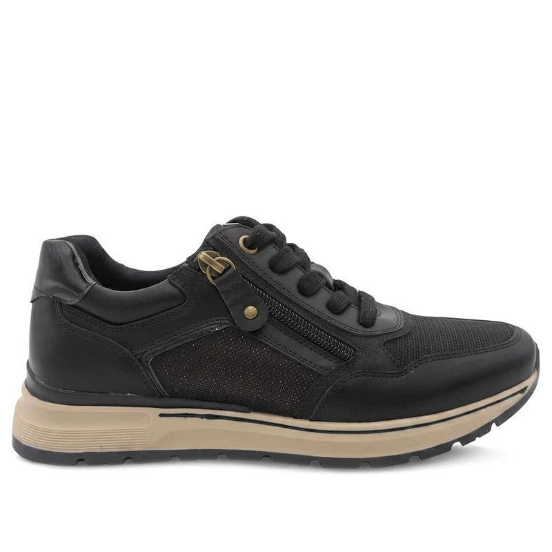 Breathable Zip & Lace Style Trainers - WOIL44043 / 329 619 - Black