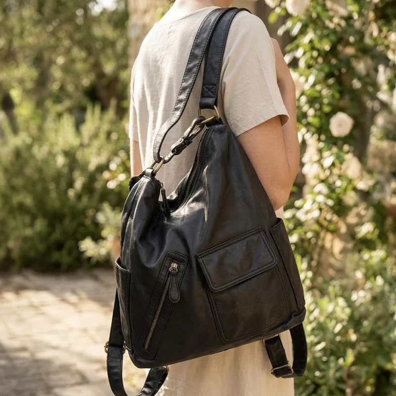 Multi Pocket Fashionable Daily Backpack - WAHT44000 / 330 061 - Black