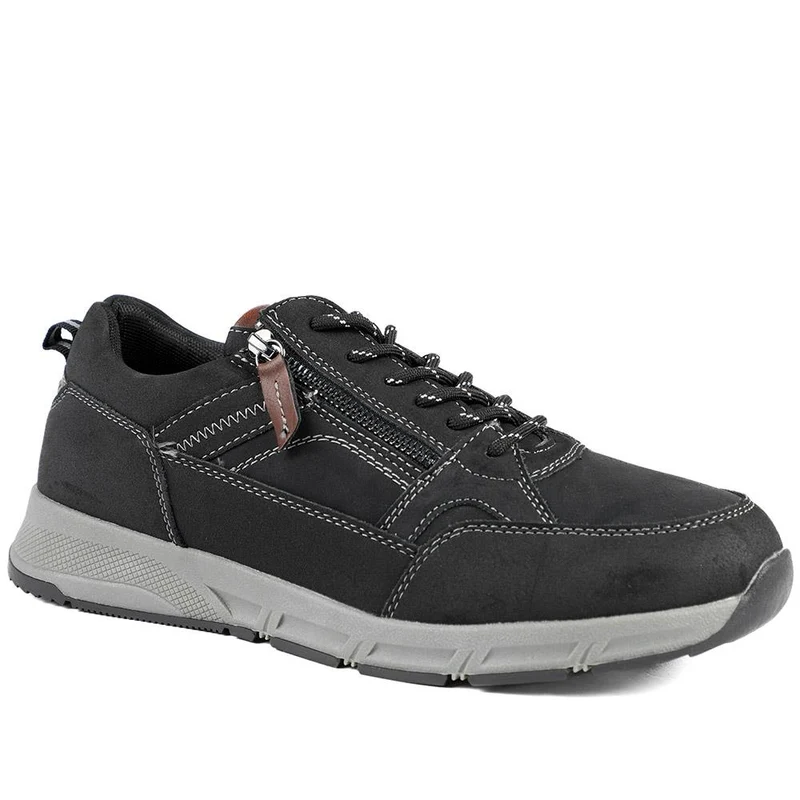 Wide Fit Zip & Lace Fasten Casual Trainers - WBINS42069 / 327 866