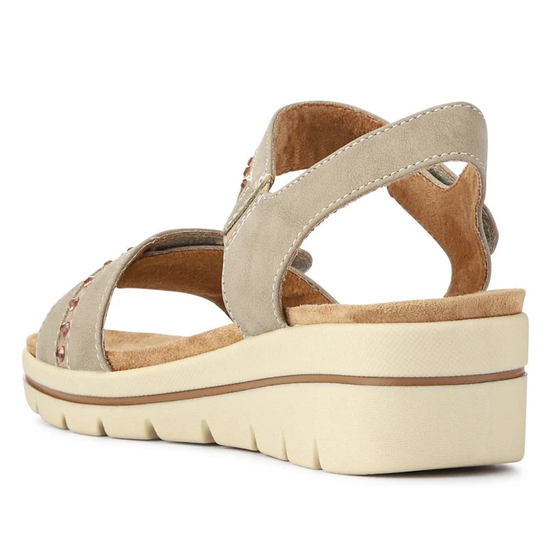 Relife Touch Fasten Wedge Heel Sandals - RELIF41032 / 326 875 - Beige