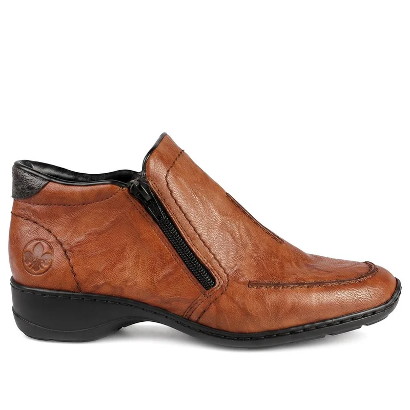 Rieker Leather Zip Close Ankle Boots - RKR44512 / 329 721 - Tan