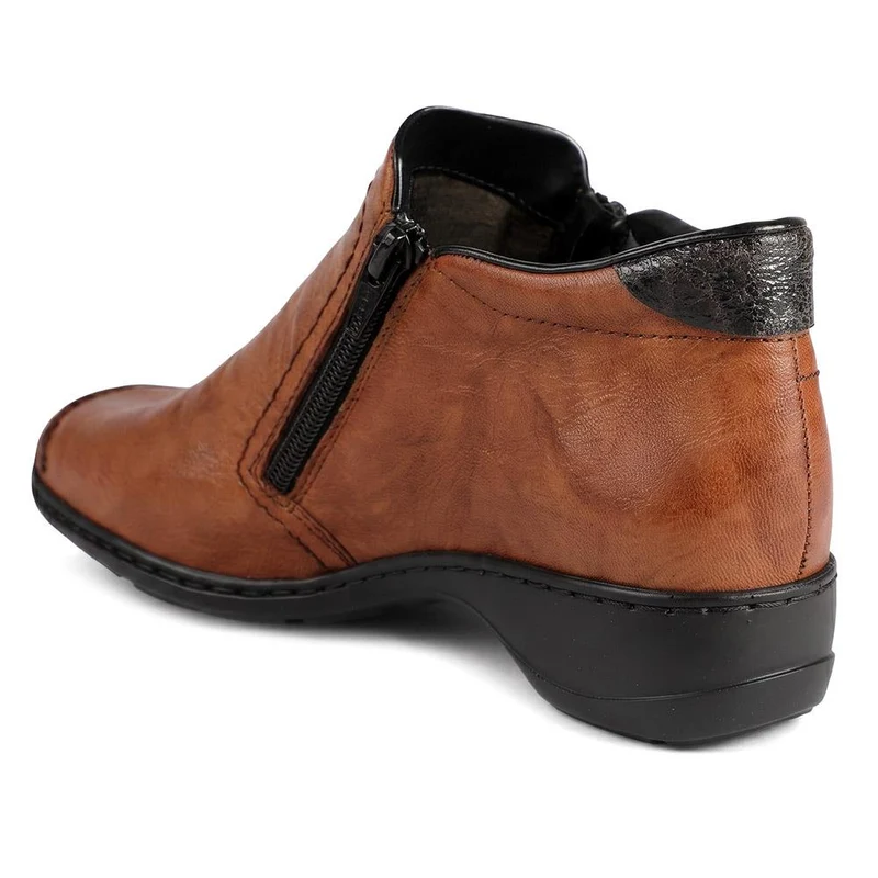 Rieker Leather Zip Close Ankle Boots - RKR44512 / 329 721 - Tan
