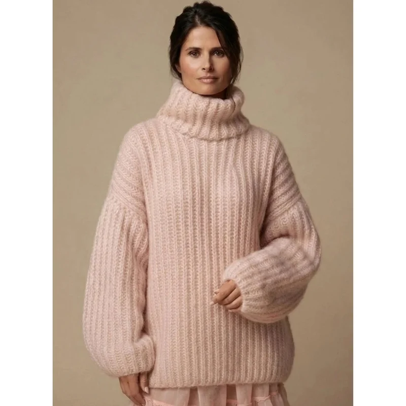 Mavie | Damen Strickpullover mit Rollkragen und weitem Schnitt