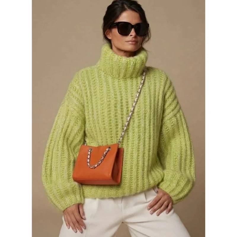 Mavie | Damen Strickpullover mit Rollkragen und weitem Schnitt