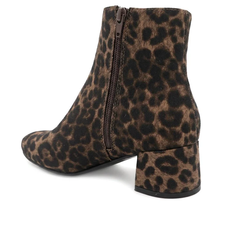 Smart Block Heel Ankle Boots With Warm Lining - WBINS44008 / 329 643 - Leopard
