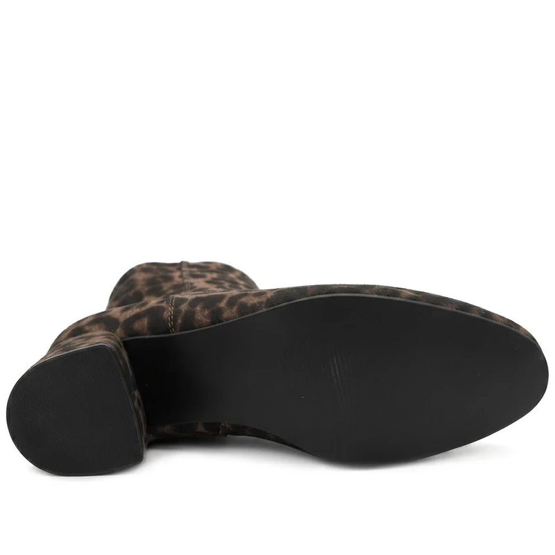 Smart Block Heel Ankle Boots With Warm Lining - WBINS44008 / 329 643 - Leopard