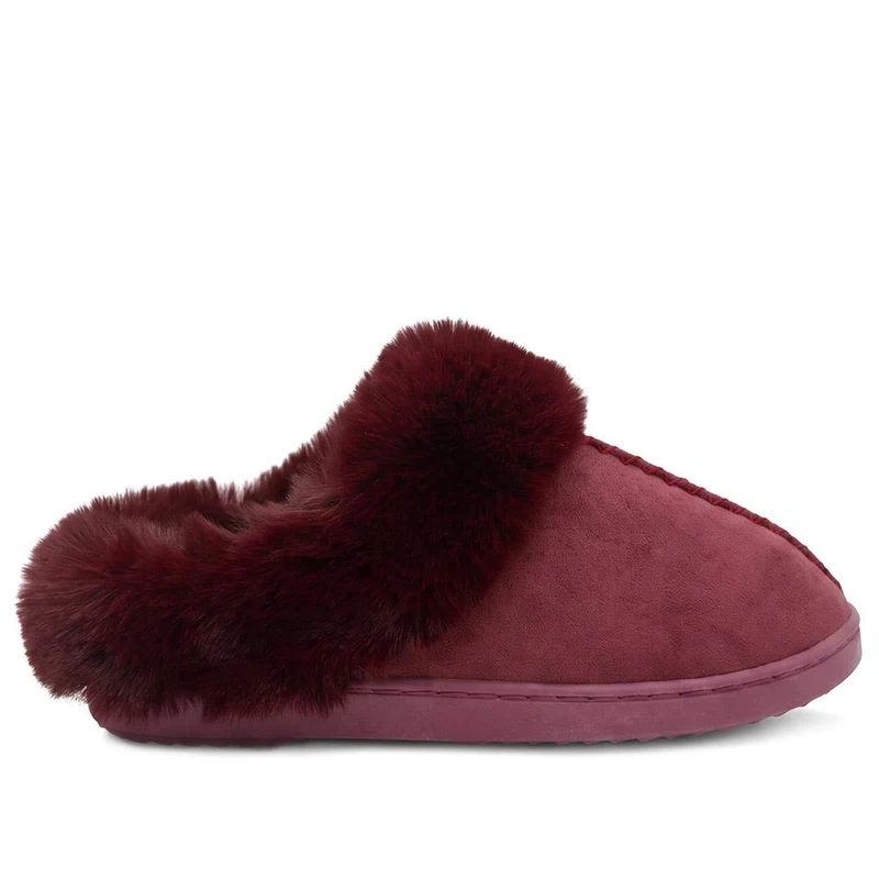 Luxury Faux Fur Lined Mule Slippers - GALOP44003 / 330 002 - Rasberry