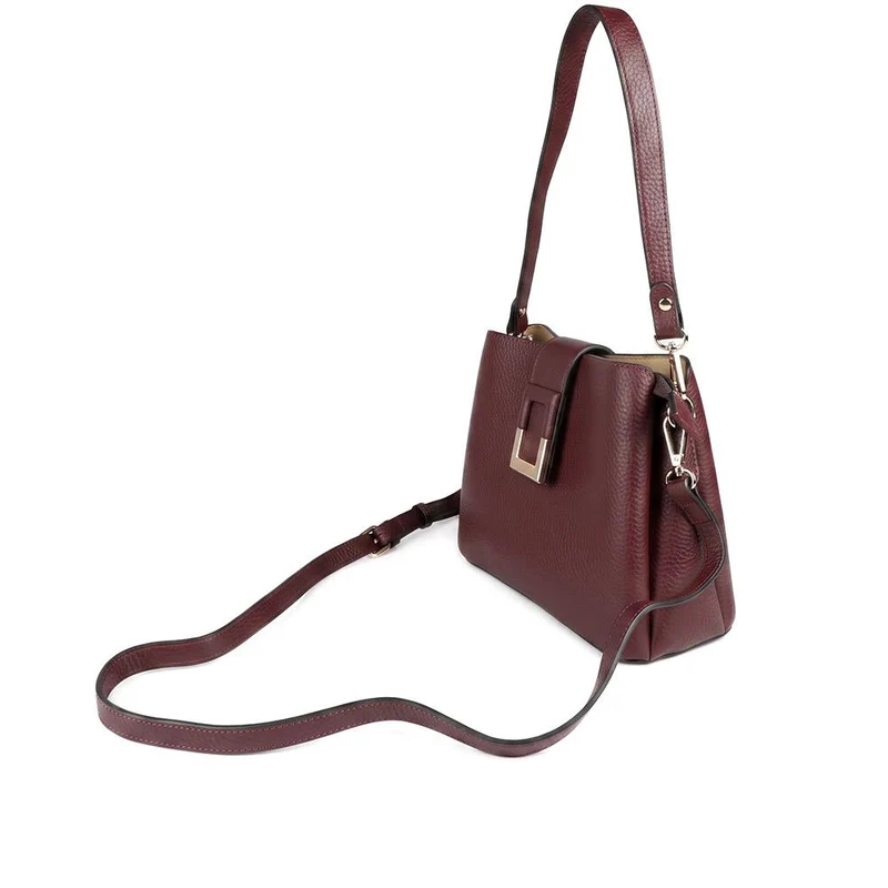 Faux Leather Daily Crossbody Bag - HETIA44004 / 329 962 - Burgundy
