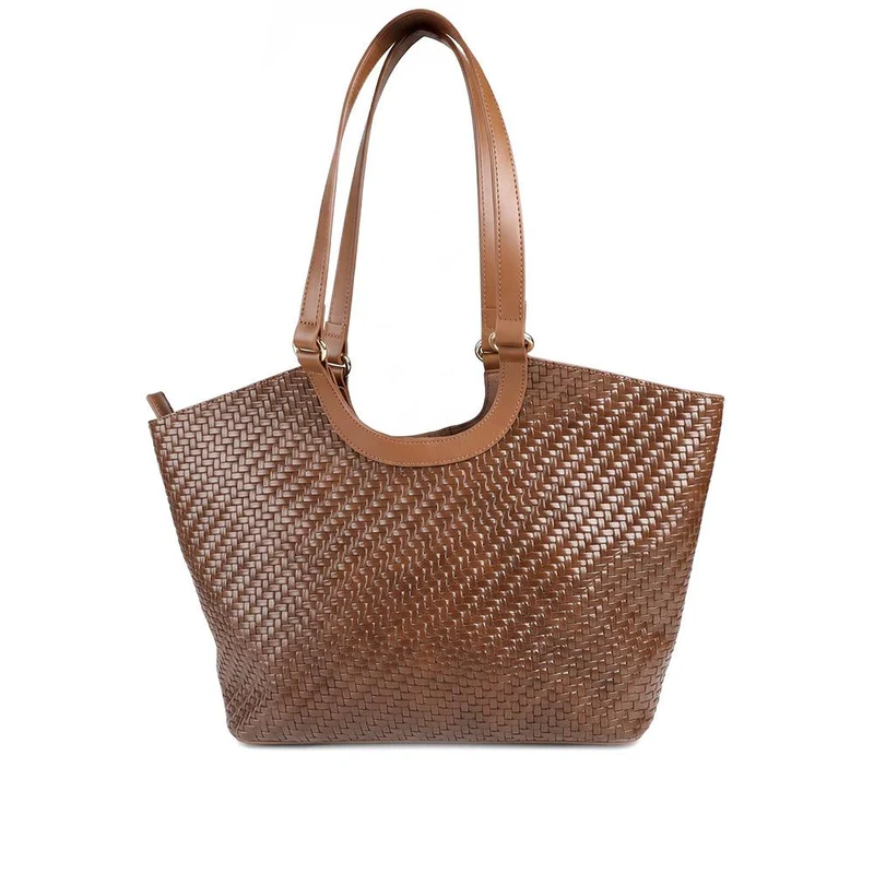Bellissimo Woven Zip Close Shoulder Bag - BELHETIA44015 / 330 177 - Tan
