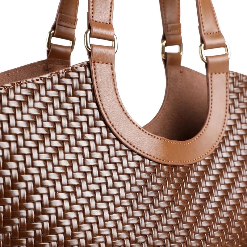 Bellissimo Woven Zip Close Shoulder Bag - BELHETIA44015 / 330 177 - Tan