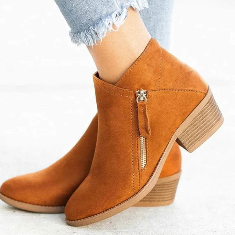Minea | Damen Orthopädische Stiefeletten mit Absatz und Verschluss