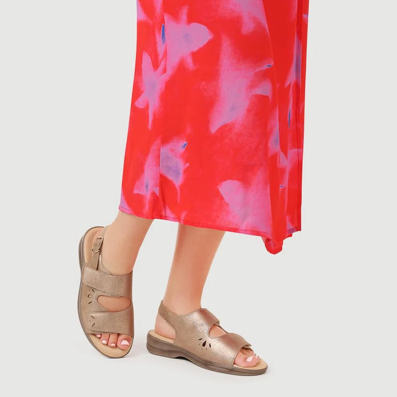 Extra-Wide Fit Adjustable Slingback Sandals - DIVINA / 321 458 - Gold