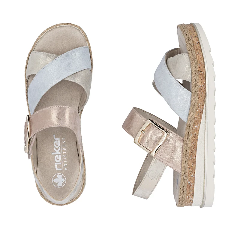 Rieker Damen-Keilsandalen | Metallic
