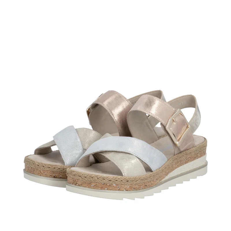 Rieker Damen-Keilsandalen | Metallic