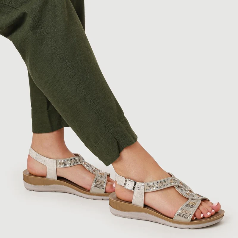 Embellished Slingback Sandals - INB41024 / 327 318 - White
