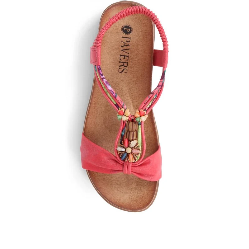 Embellished Flat Sandals - BAIZH37051 / 323 374 - Red