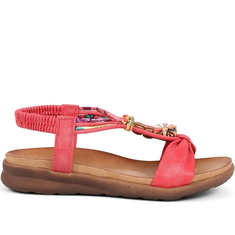Embellished Flat Sandals - BAIZH37051 / 323 374 - Red