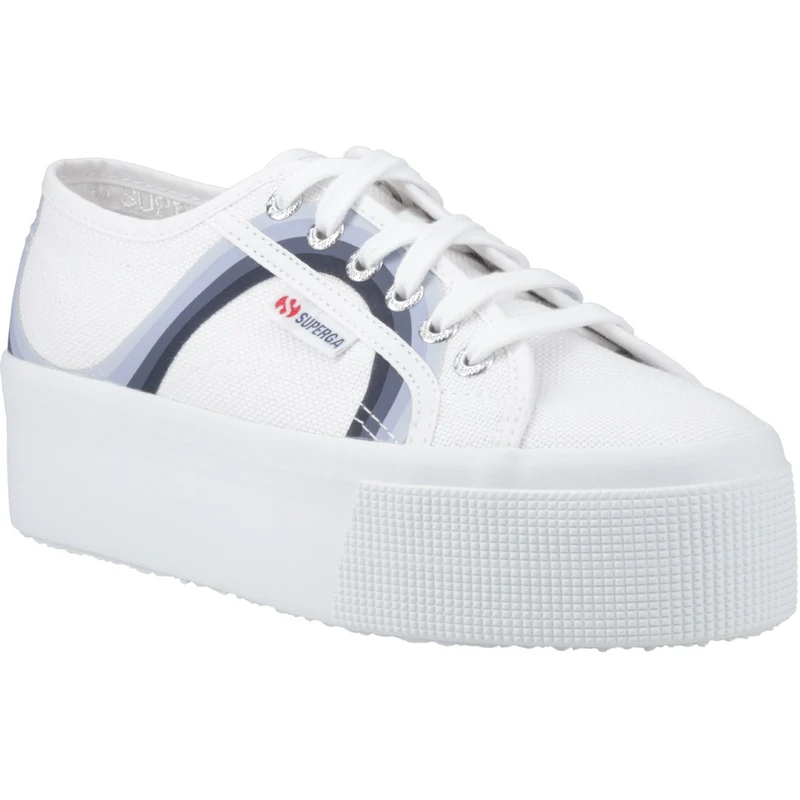 Superga Damen-Sneaker 2790 mit runden Streifen | Weiß-Blau