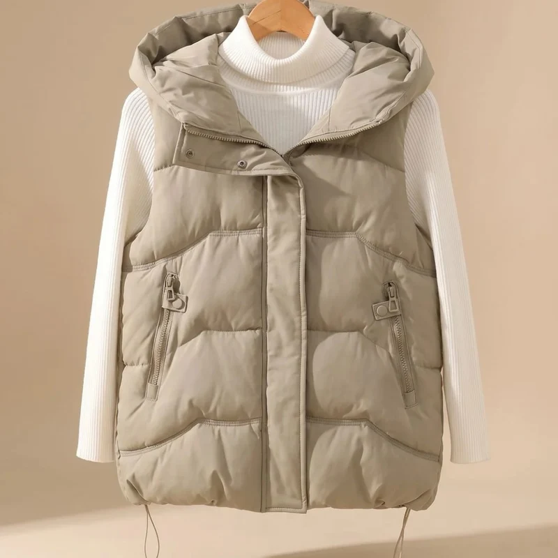 Tilia | Damen Steppweste mit Kapuze, Taschen und Kordelzug