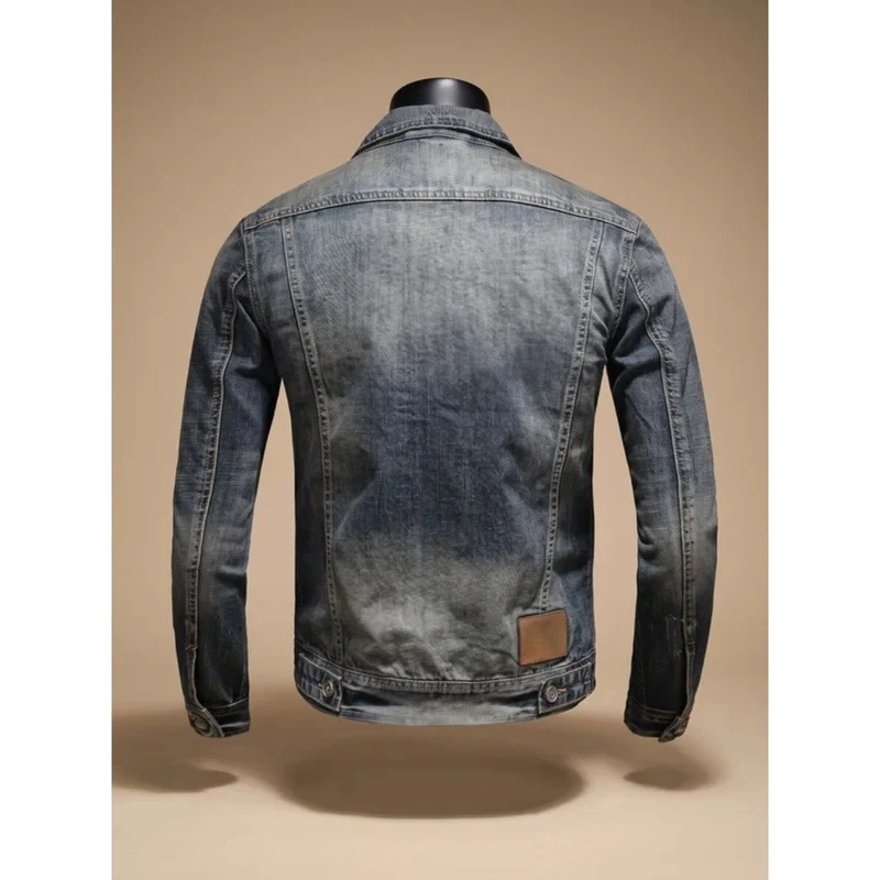 Matteo | Herren Dunkelgraue Denim Jacke mit Reißverschluss und Stil