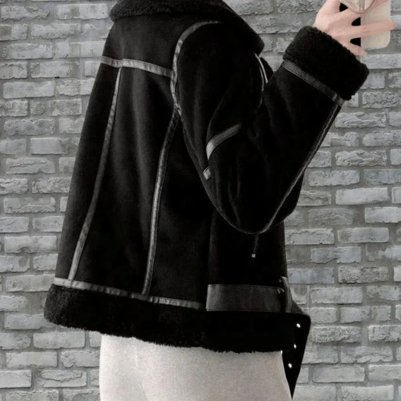 Aurea | Damen Winterjacke mit Gürtel und Teddy Details