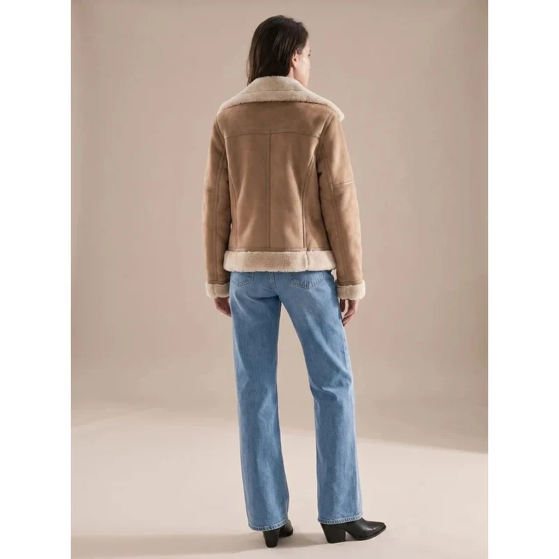 Aurea | Damen Winterjacke mit Gürtel und Teddy Details