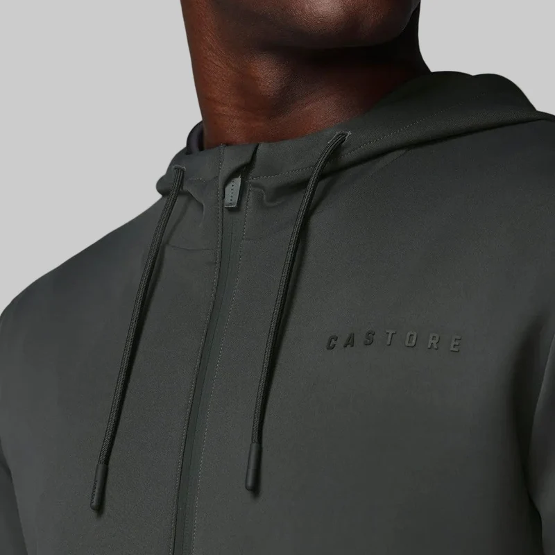 Castore Flex Herren-Kapuzenjacke mit durchgehendem Reißverschluss | Anthrazit