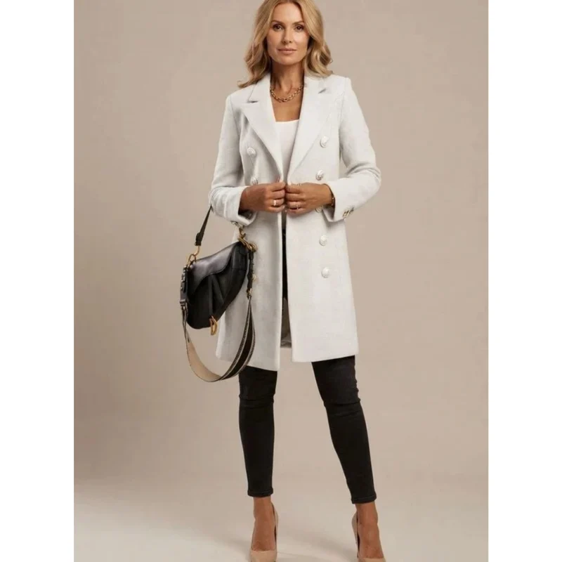 Aileen | Damen Winterjacke mit Knöpfen, Kragen und langram