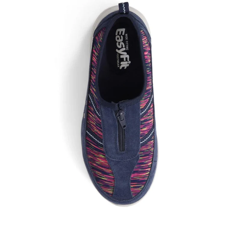 Extra-Wide Fit Memory Foam Trainers - ELANA / 324 089 - Navy Multi