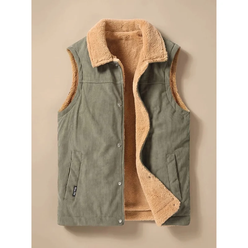 Alwin | Herren Cord Weste mit Kragen und Fleece Innen