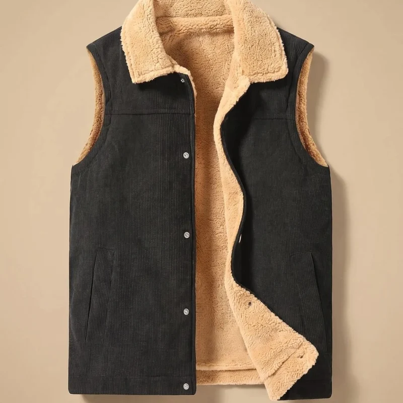 Alwin | Herren Cord Weste mit Kragen und Fleece Innen