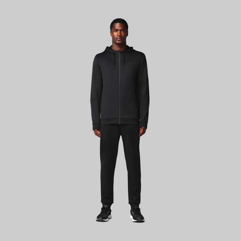 Castore Herren Flex Kapuzenpullover mit durchgehendem Reißverschluss | Schwarz/Gunmetal