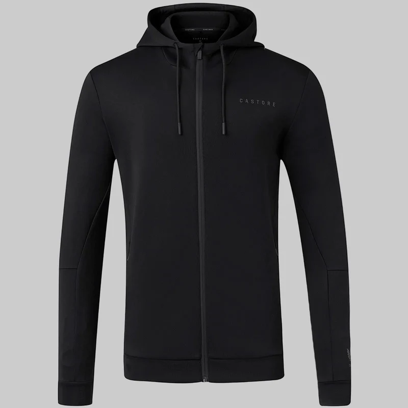 Castore Herren Flex Kapuzenpullover mit durchgehendem Reißverschluss | Schwarz/Gunmetal