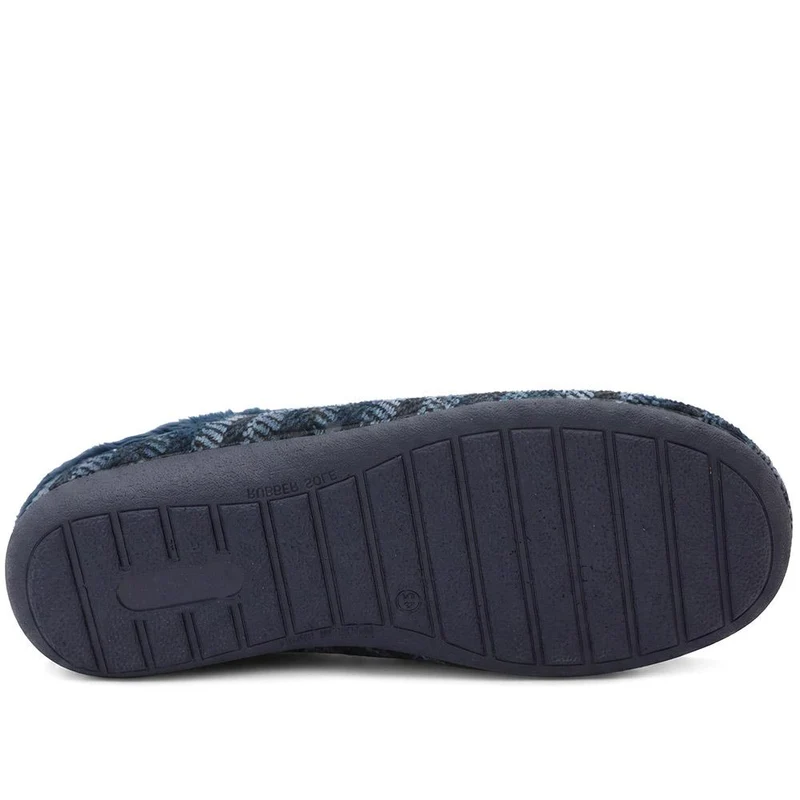 Warm Lined Luxury Mule Slippers - BONAD44009 / 330 306 - Navy Multi