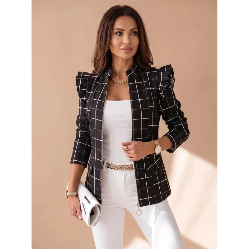 Mareike | Damen Blazerjacke mit Muster und Reißverschluss