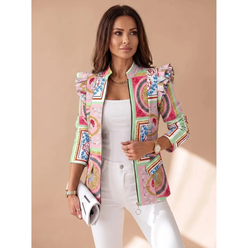 Mareike | Damen Blazerjacke mit Muster und Reißverschluss