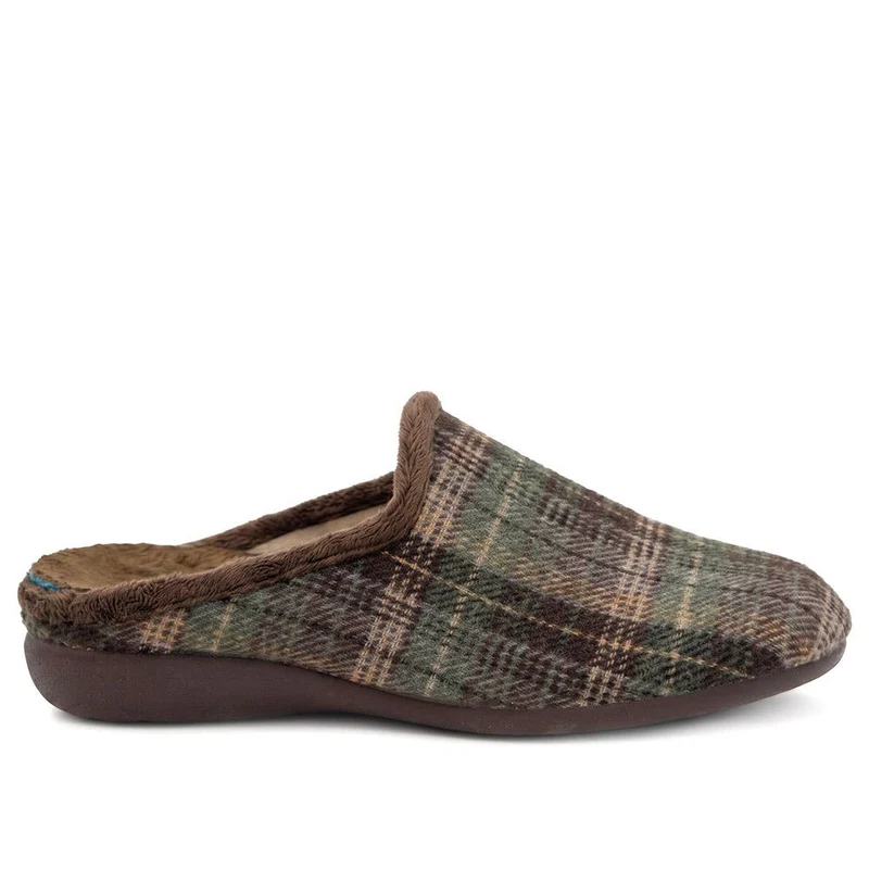 Luxury Warm Lined Mule Slippers - BONAD44008 / 330 305 - Khaki Multi