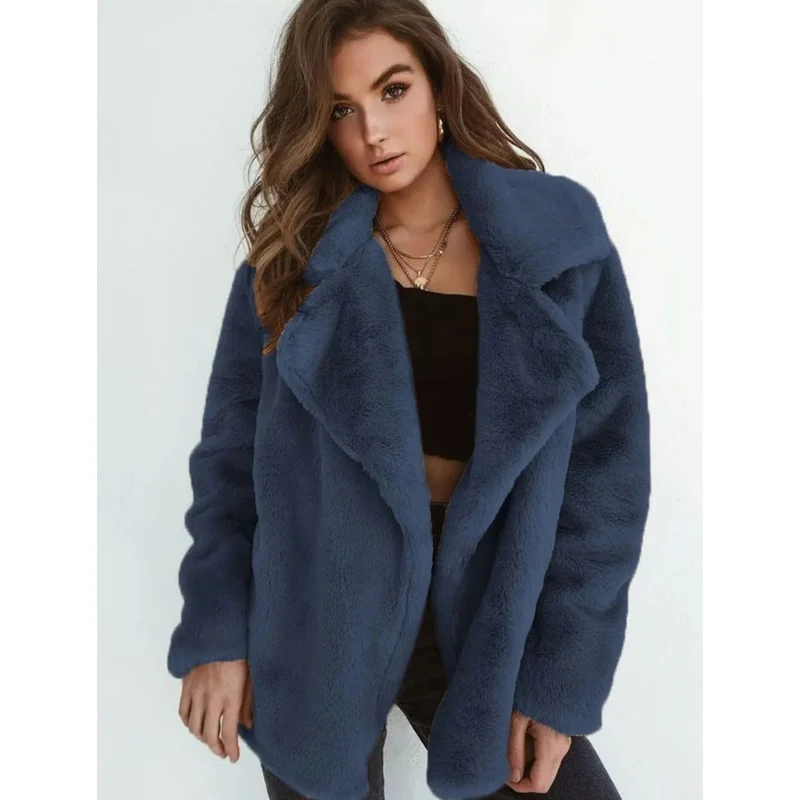 Linnea | Damen Kunstpelzmantel mit Teddy, Kragen und Langarm