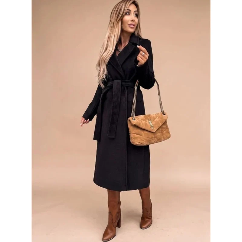 Amadea | Damen Winterjacke mit Taillengürtel, Langarm und Kragen