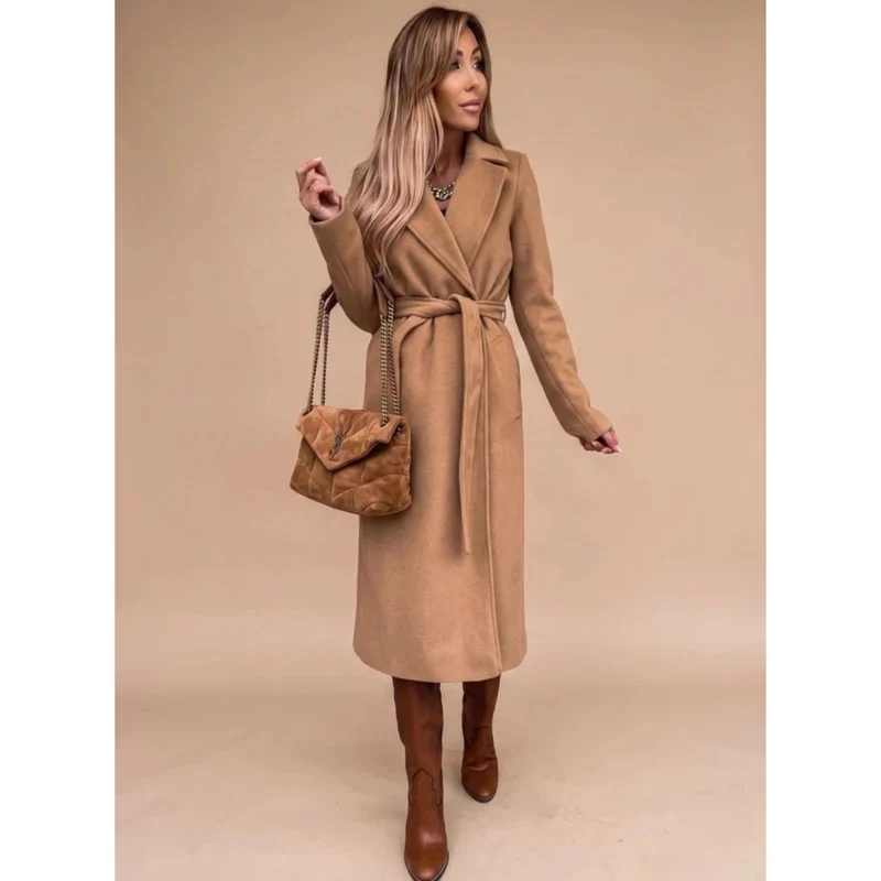 Amadea | Damen Winterjacke mit Taillengürtel, Langarm und Kragen