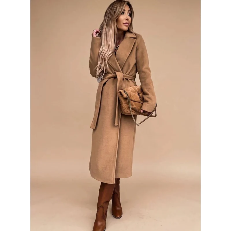 Amadea | Damen Winterjacke mit Taillengürtel, Langarm und Kragen