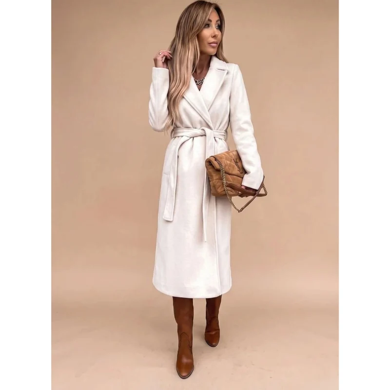 Amadea | Damen Winterjacke mit Taillengürtel, Langarm und Kragen
