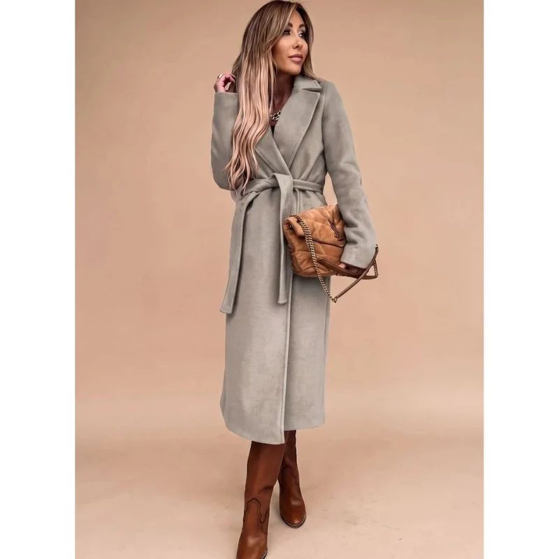 Amadea | Damen Winterjacke mit Taillengürtel, Langarm und Kragen