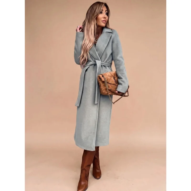 Amadea | Damen Winterjacke mit Taillengürtel, Langarm und Kragen