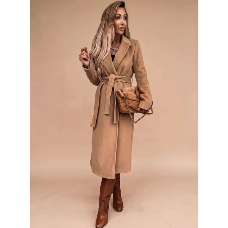 Amadea | Damen Winterjacke mit Taillengürtel, Langarm und Kragen