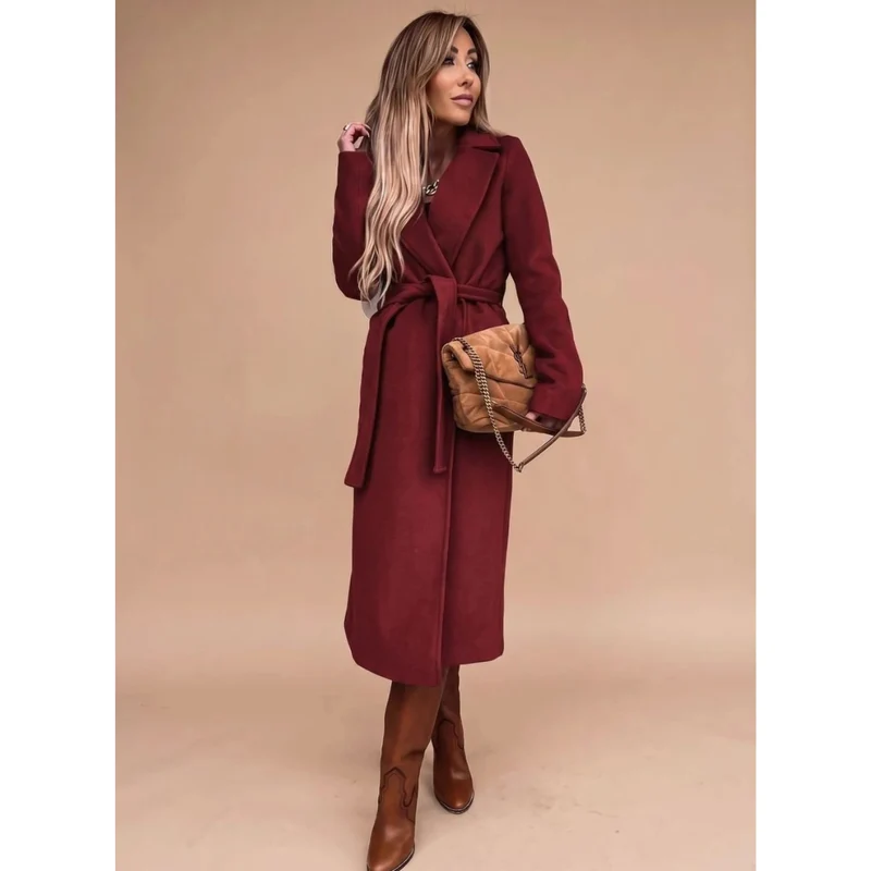 Amadea | Damen Winterjacke mit Taillengürtel, Langarm und Kragen