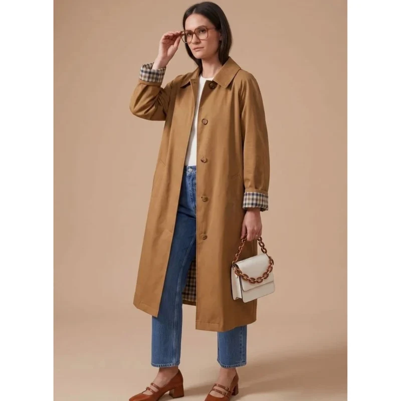 Damaris | Damen Langer Trenchcoat mit Kragen, Knöpfen und Taschen